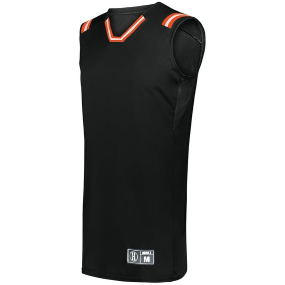 Holloway Sportswear L Boys RETRO BASKETBALL JERSEY Black/Orange/White 224276