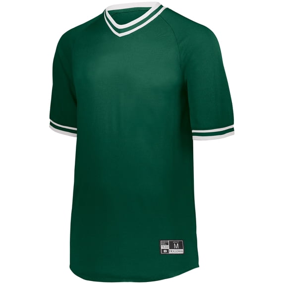 Holloway Sportswear L Boys Retro V-Neck Baseball Jersey Forest/White 221221