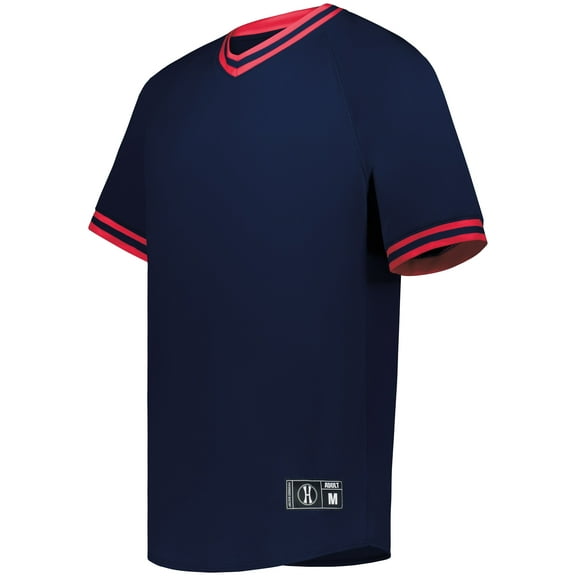 Holloway Sportswear L Boys Retro V-Neck Baseball Jersey Navy/Scarlet 221221