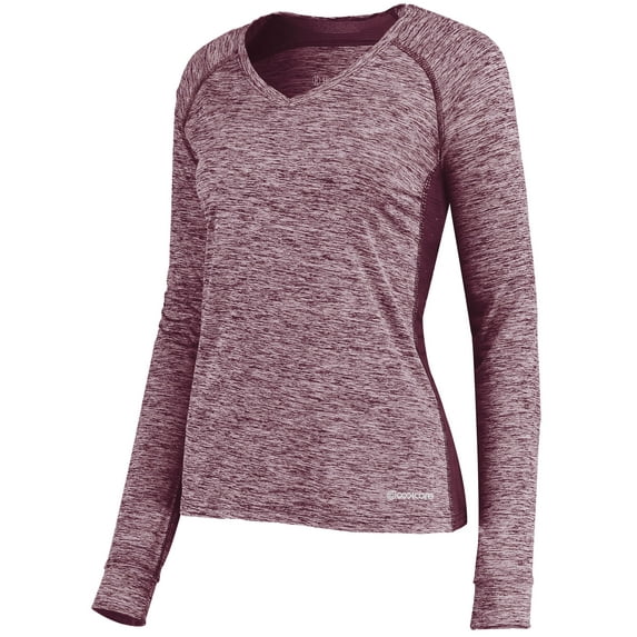 Holloway Sportswear L Womens Electrify Coolcore® Long Sleeve Tee Maroon Heather 222770