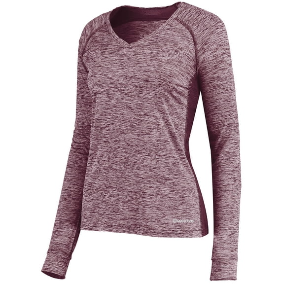 Holloway Sportswear L Womens Electrify Coolcore® Long Sleeve Tee Maroon Heather 222770