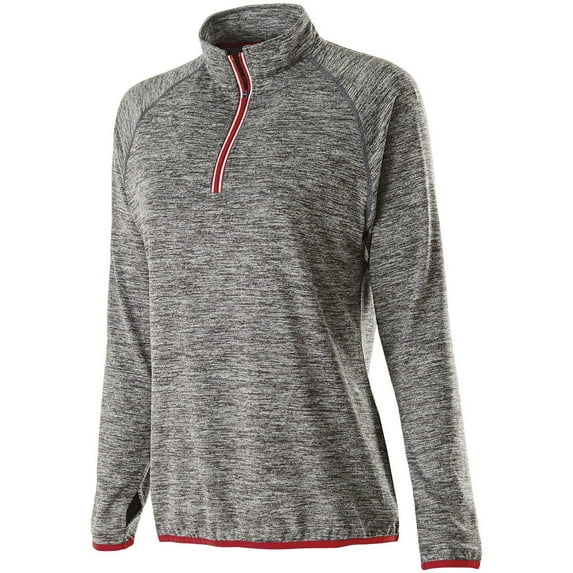 Holloway Sportswear L Womens Force Training Top Carbon Heather/Scarlet 222300