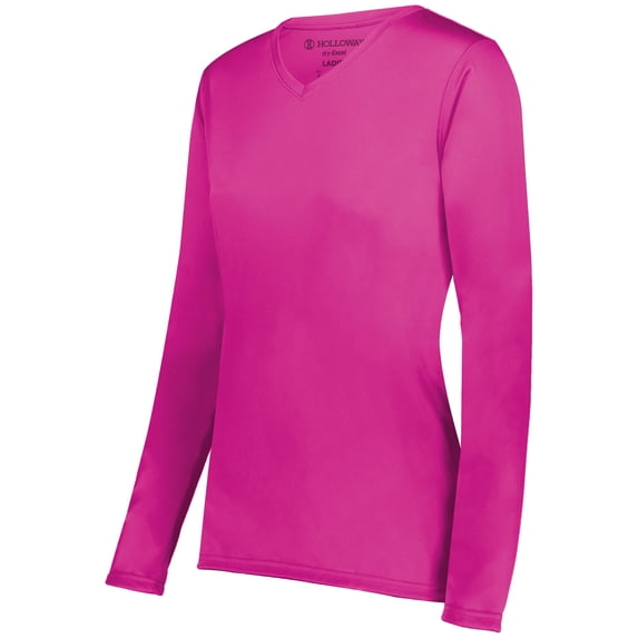 Holloway Sportswear L Womens Momentum Long Sleeve Tee Power Pink 222824