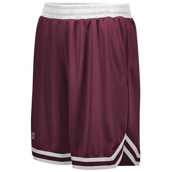 Holloway Sportswear M Boys RETRO TRAINER SHORTS Maroon/White 229626