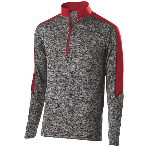 Holloway Sportswear M Electrify 1/2 Zip Pullover Black Heather/Scarlet 222542