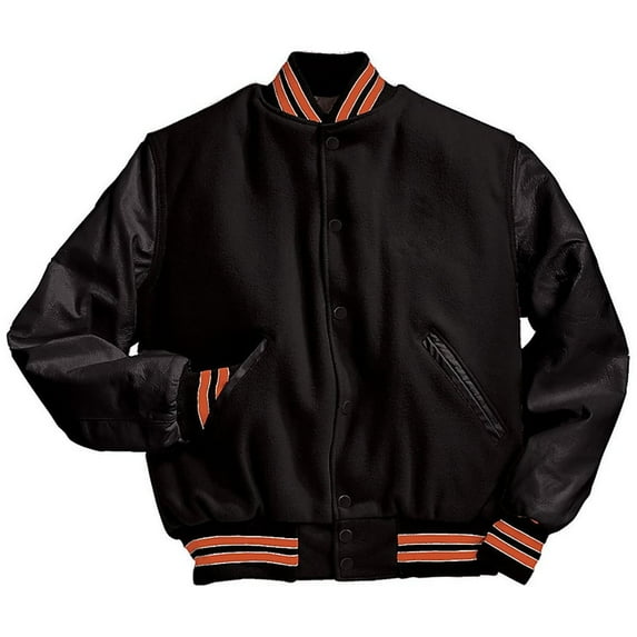 Holloway Sportswear M Varsity Jacket Black/Burnt Orange/White 224183