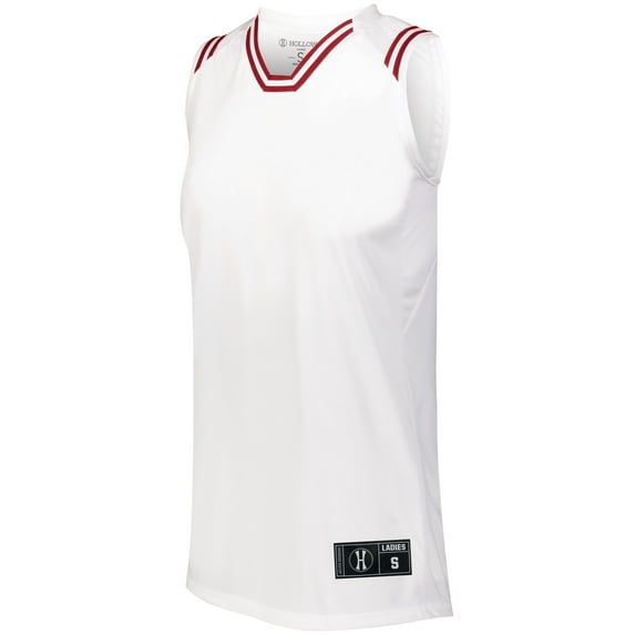 Holloway Sportswear M Womens RETRO BASKETBALL JERSEY White/Scarlet 224376