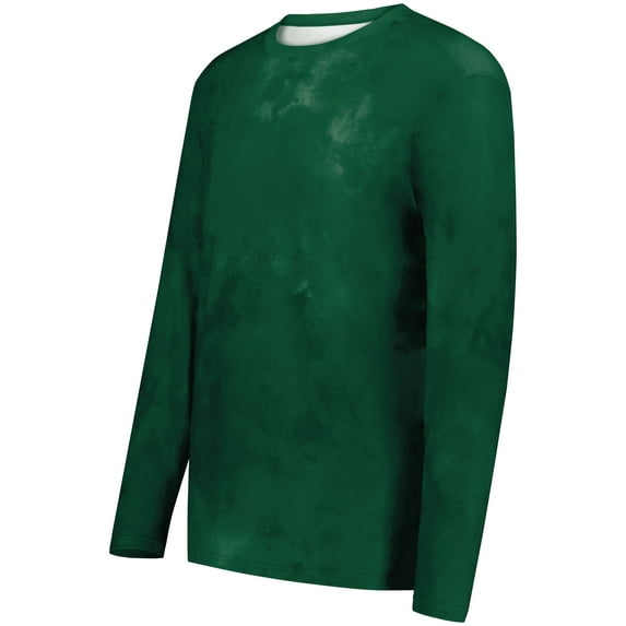 Holloway Sportswear S Boys Cotton-Touch Poly Cloud Long Sleeve Tee Dark Green Cloud Print 222697