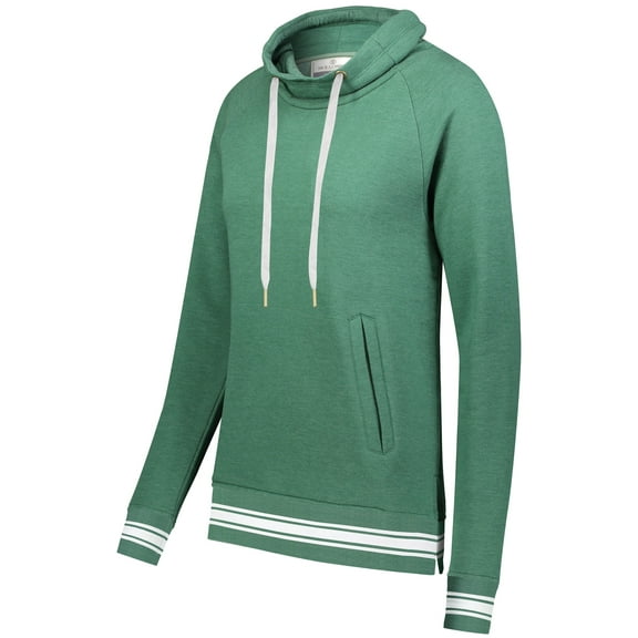 Holloway Sportswear S Womens All-American Funnel Neck Pullover Dark Green Heather/White 229763