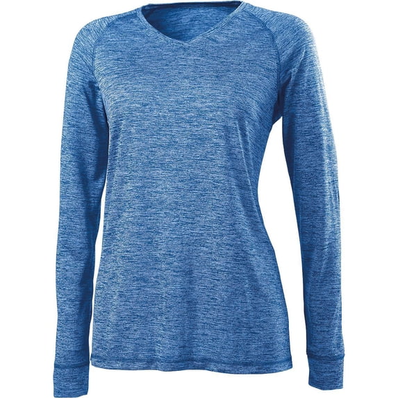 Holloway Sportswear S Womens Electrify 2.0 V-Neck Long Sleeve Tee Royal Heather 222717