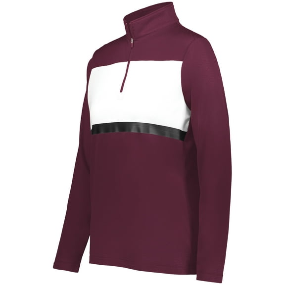 Holloway Sportswear S Womens Prism Bold 1/4 Zip Pullover Maroon/White 222791