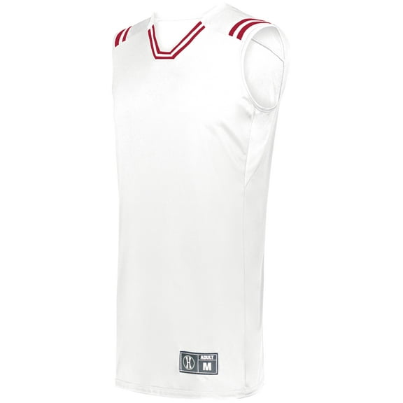 Holloway Sportswear XL Boys RETRO BASKETBALL JERSEY White/Scarlet 224276