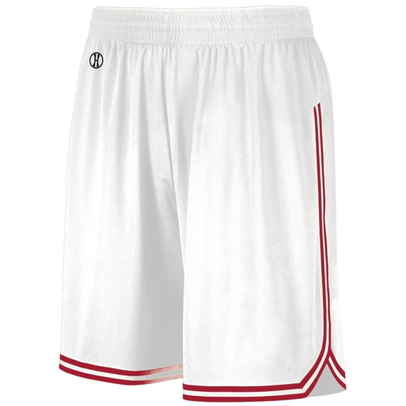 Holloway Sportswear XL Boys RETRO BASKETBALL SHORTS White/Scarlet 224277