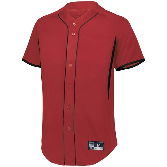 Holloway Sportswear XL Game7 Full-Button Baseball Jersey Scarlet/Black 221025