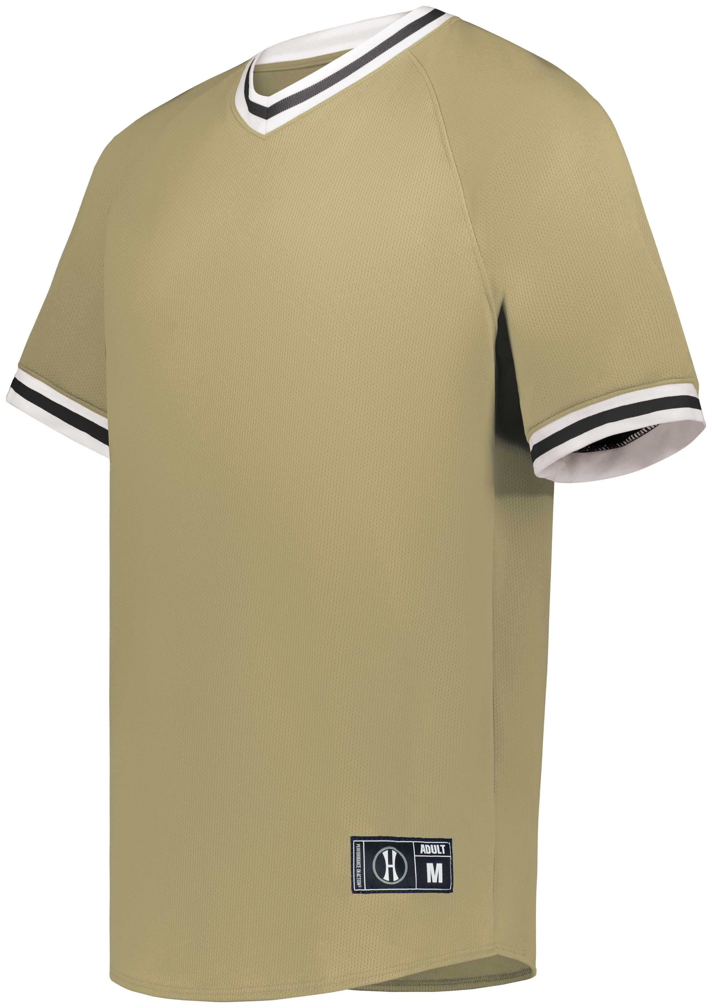 Holloway Sportswear XL Retro V-Neck Baseball Jersey Vegas Gold/White/Black  221021 