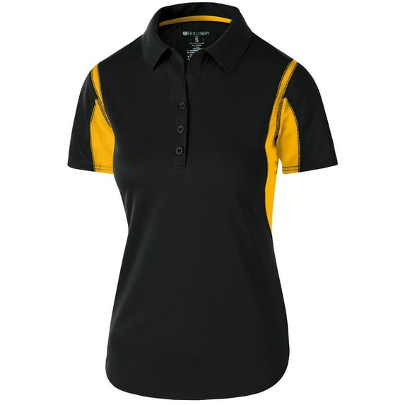 Holloway Sportswear XL Womens Integrate Polo Black/Light Gold 222747
