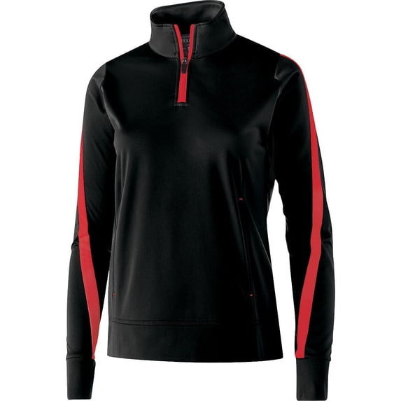 Holloway Sportswear XS Womens DETERMINATION PULLOVER Black/Scarlet 229392