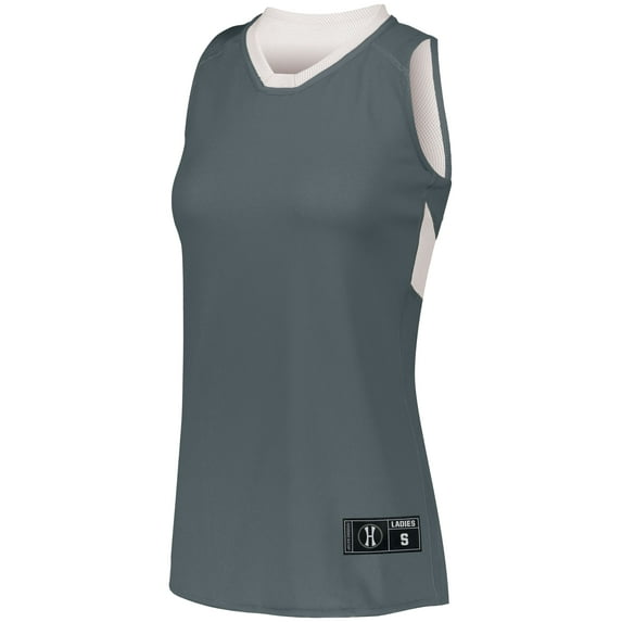 Holloway Sportswear XS Womens Dual-Side Single Ply Basketball Jersey Graphite/White 224378