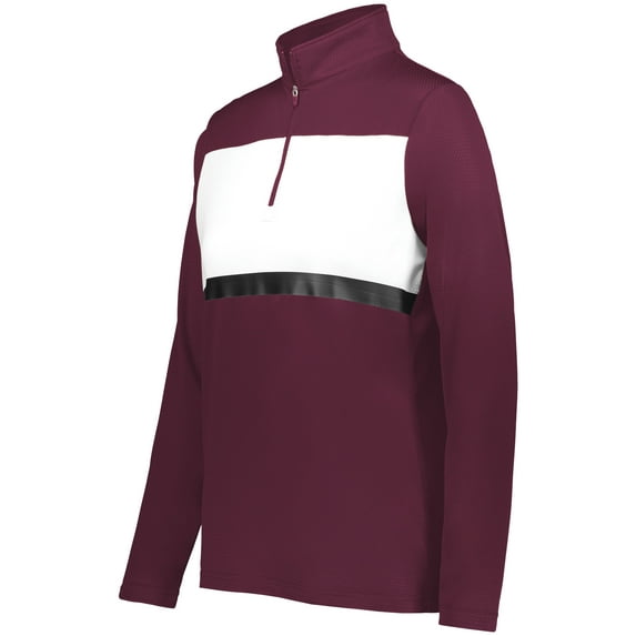Holloway Sportswear XS Womens Prism Bold 1/4 Zip Pullover Maroon/White 222791