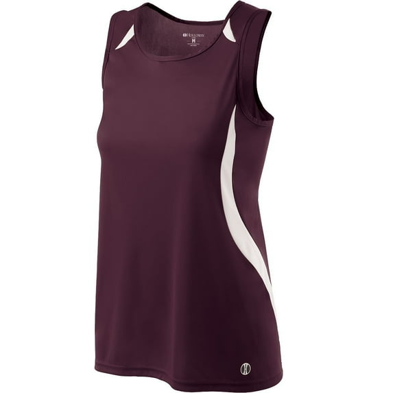 Holloway Sportswear XS Womens SPRINT SLIM FIT SINGLET Dark Maroon/White 221346