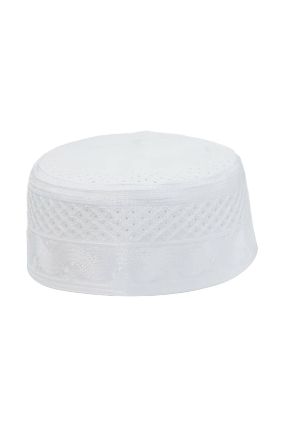 Hollowed Arab Kufi Hat Headwear White Dubai Muslims Prayer Turban Hat for Men