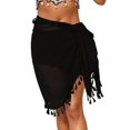 thumbnail image 1 of Hollowed Lace Beach Skirt Women Fringe Beach Wrap See Through Swimwears Wrap with Tassels Bathing Suit Coverup Skirt, 1 of 11