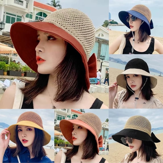 Hollowed Out Bow Sun Hat Beach Visor Sunscreen Fisherman Style Sun Protection
