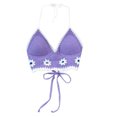 thumbnail image 1 of Hollowed Out Crocheted Beach Bikini Bras Vests for Women Bohemian Knitted Flower Halterneck Backless Crop Top Camisole, 1 of 8