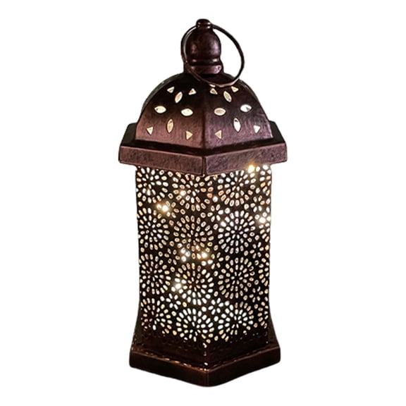 Hollowed Out Iron LED Light Middle East Arab Vintage Metal Lamp for Table Centerpieces Decorative Floating Lamp
