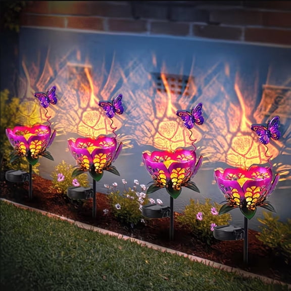 Hollowed-out Projection Wrought Iron Crafts Solar Garden Light Ground Insert Sun Flower Light Outdoor Waterproof