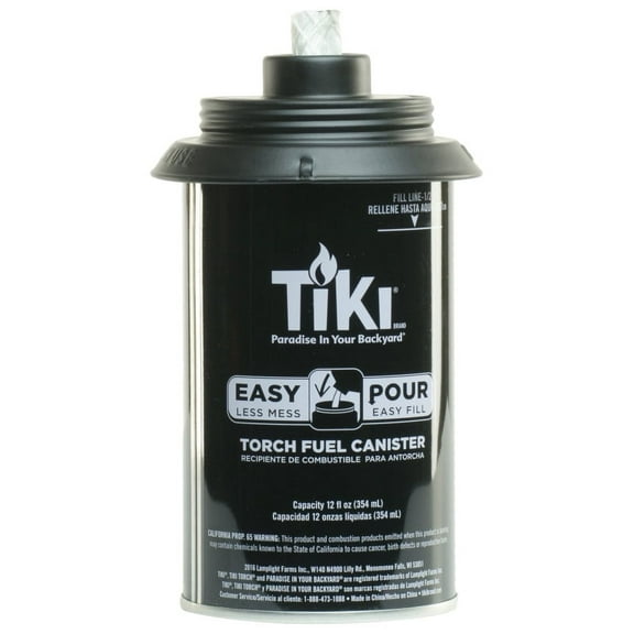 Hollowick Replacement Fuel Canister For Tiki Brand Torches, 12 Oz, 6-1/2" x 3-1/2", Black