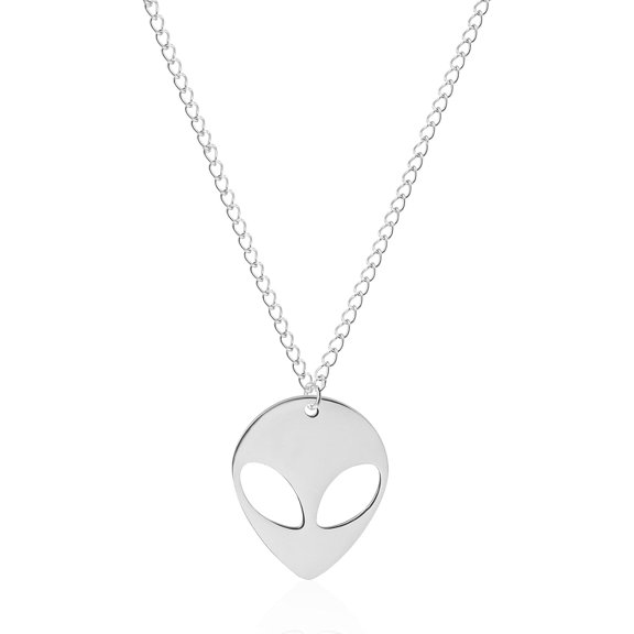 Hollowing Face Eye Alien Pendant Necklace Science Fiction Cartoon Head Portrait Necklace Jewelry for Women Men Birthday Gifts