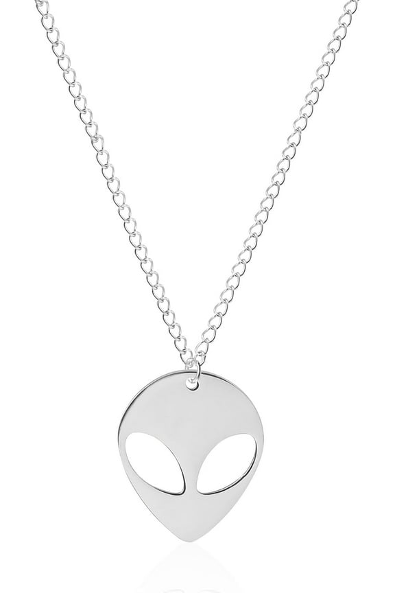 Hollowing Face Eye Alien Pendant Necklace Science Fiction Cartoon Head Portrait Necklace Jewelry for Women Men Birthday Gifts