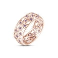 thumbnail image 1 of AFFY Round Simulated Alexandrite Hollowing Flower Ring for Women 14K Rose Gold over Silver-8, 1 of 5