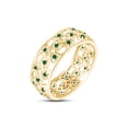 thumbnail image 1 of AFFY Round Simulated Emerald Hollowing Flower Ring for Women 14K Yellow Gold over Silver-7.5, 1 of 5