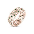 thumbnail image 1 of AFFY Round Simulated Emerald Hollowing Flower Ring for Women 14K Rose Gold over Silver-13, 1 of 5