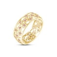 thumbnail image 1 of AFFY Round Simulated Pink Tourmaline Hollowing Flower Ring for Women 14K Yellow Gold over Silver-6, 1 of 5
