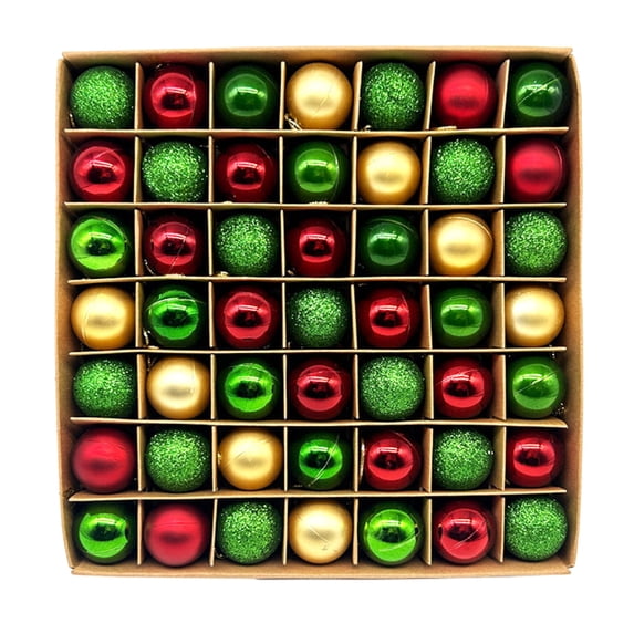 Holloyiver 1.18 Inches Mini Christmas Tree Ornaments Set, 49PCS Red and Green Shatterproof Christmas Tree Decorations Bulk, Christmas Hanging Ball Ornaments for Xmas Trees Holiday Decor