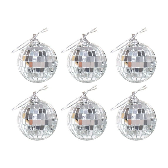 Holloyiver 1.97 Inch Mirror Disco Ball, 6PCS Silver Disco Ball with Hanging String for Parties, Birthdays, and Weddings, 90’s Disco Party Decorations and Supplies, Ceiling Decor Accessories