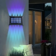 Holloyiver 10 LEDs Multi-Color Solar Wall Lights, Up and Down Lighting Solar Outdoor Light, Waterproof IP65 Solar Fence Light for Yard Garden Garage Pools Deck