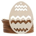 thumbnail image 1 of Holloyiver 10 Pieces Easter Wooden Embellishments, Unfinished Wood Egg Hanging Ornaments with Twines for Easter Party Decorations Supplies, 1 of 6