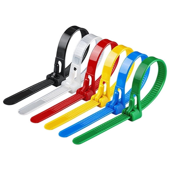 Holloyiver 100 PCS 5.9 Inch Color Releasable Cable Zipper Cable Ties, Adjustable Reusable 50 Lbs Tensile Strength Nylon Cable Ties for Lndoor and Outdoor Multipurpose Plastic Cable Ties
