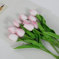 Holloyiver 10Pcs Artificial Tulips Flowers, Real Touch Latex Fake Tulips Flowers for Decoration 13.7" Floral Arrangement Bulk Flowers for Vase Centerpieces Wedding Party, Pink