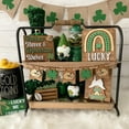 thumbnail image 1 of Holloyiver 11 Pcs St. Patrick's Day Tiered Tray Decor, St. Patrick's Day Wooden Signs Green Shamrock Rainbow Gnome Rustic Farmhouse Decor for Home Party Centerpiece Tabletop Decorations, 1 of 4