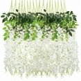 thumbnail image 1 of Holloyiver 12pcs Artificial Wisteria Flowers, 3.6 Feet/Piece White Dense Artificial Fake Wisteria Vine Ratta Hanging Garland Silk Flowers String for Home Party Wedding Decor, 1 of 8