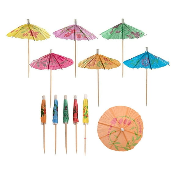 Holloyiver 144PSC Cocktail Umbrella Parasols Picks, Colorful Paper Drink Umbrella Toothpicks Cupcake Toppers Sticks for Tropical Hawaiian Party Decorations Supplies, Assorted Colors