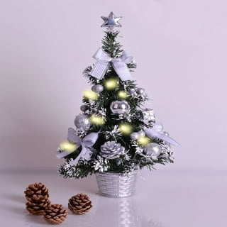 16 Pre-lit Artificial Tabletop Christmas Tree for Best Christmas Home  Table Decorations (Battery Not Include) Silver 