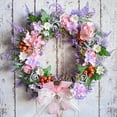thumbnail image 1 of Holloyiver 15.7" Mixed Floral Spring Summer Wreath, Large Pink Rose and White Daisy Wreaths, Front Door Window Home Decor Wreaths and Holiday Celebrations, 1 of 8