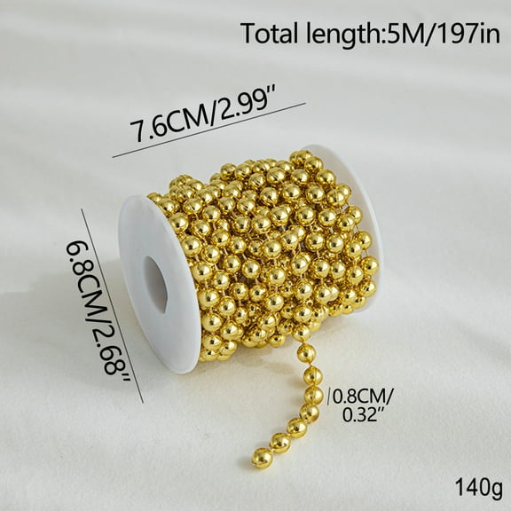 Holloyiver 16.4FT Christmas Tree Beads, Christmas Tree Garland Decoration, Plastic Hanging Beads Strands Chain for Christmas Holiday Home Mantle Fireplace Wreath Christmas Tree DIY Decor