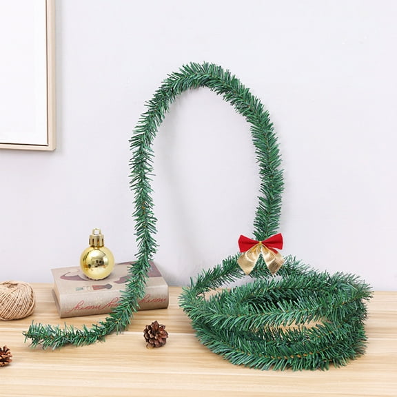 Holloyiver 16.4Ft Christmas Garland Decorations, Greenery Christmas Garlands, Non-lit Christmas Green Garland for Stairs Railing Fireplace Mantle Front Door Porch Holiday Wedding Party Decor